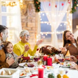 Family eating dinner for the holidays